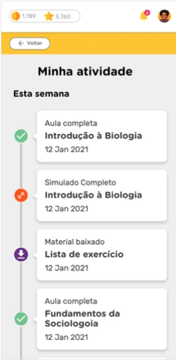 Student activity history
